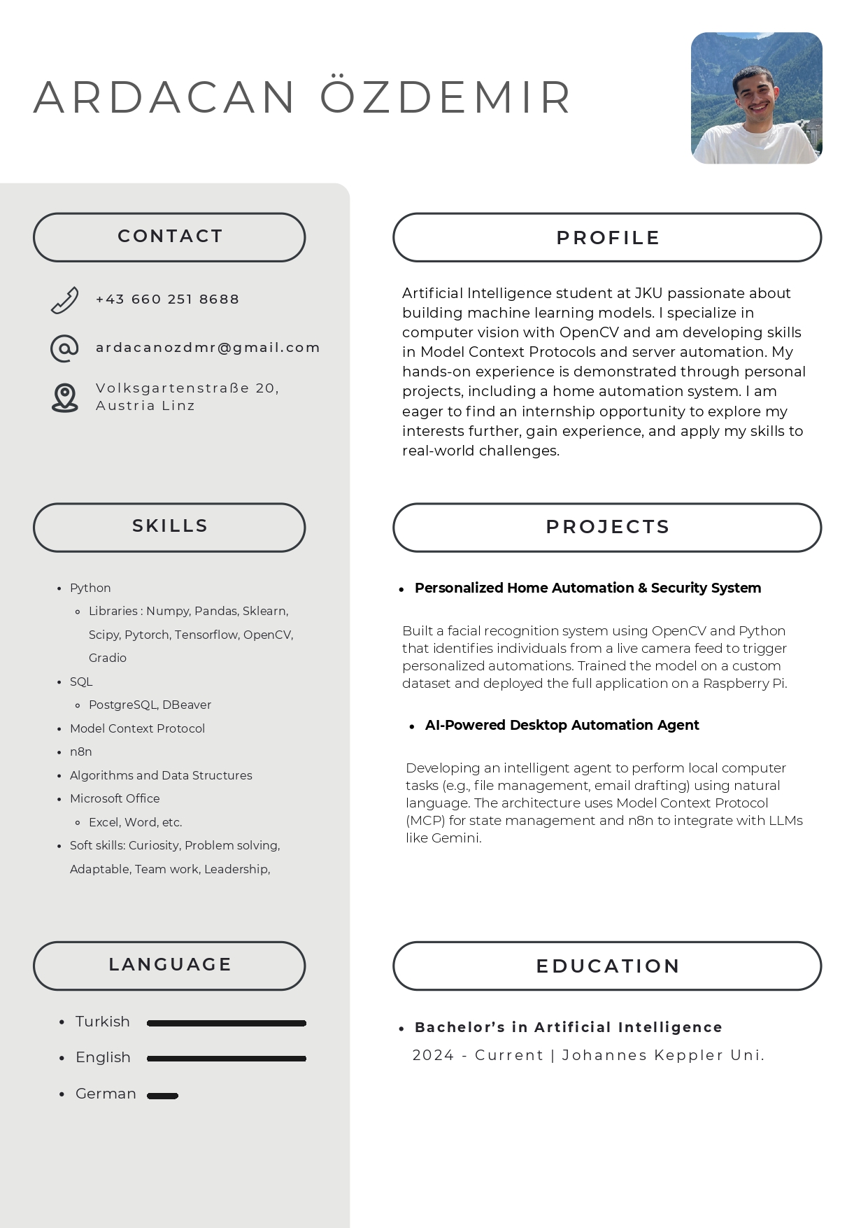 A preview image of my CV